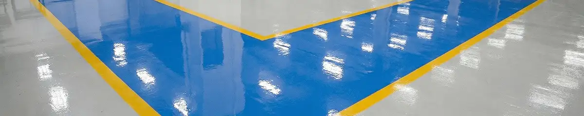 A factory floor professionally covered and marked with epoxy flooring in Columbia, SC