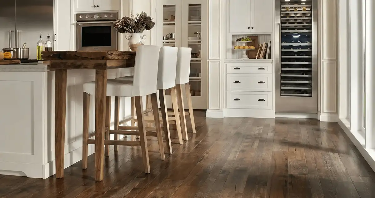 Professionally installed and refinished hardwood flooring in a residential home, showcasing smooth finish and natural wood tones in Columbia, SC
