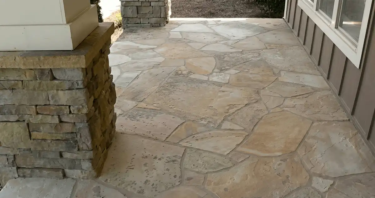 House entrance with professionally installed stone flooring in Columbia SC